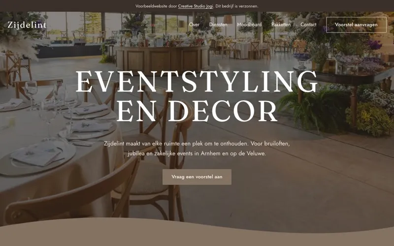 Homepage van Zijdelint eventstyling