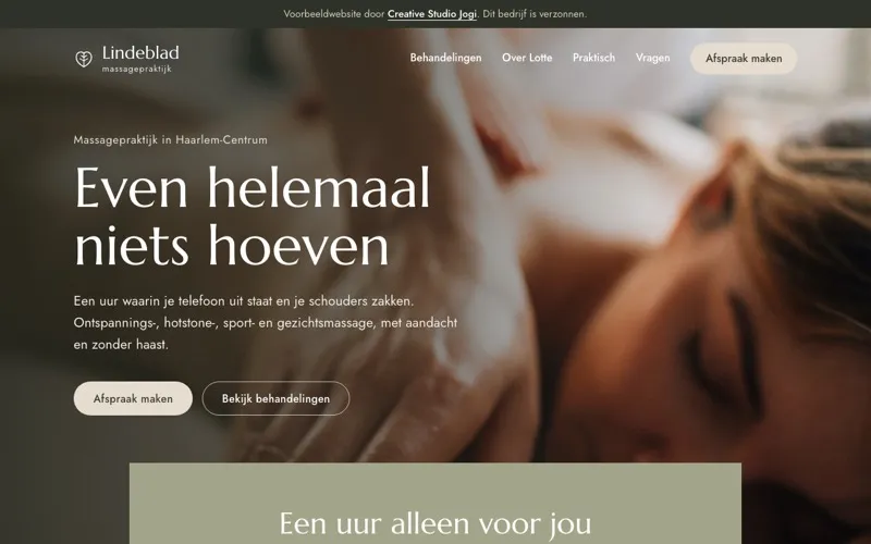 Homepage van Lindeblad massagepraktijk