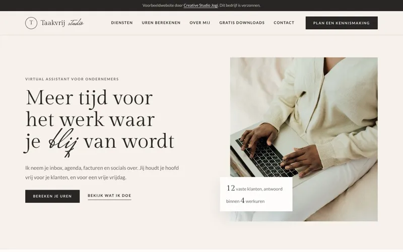 Homepage van Taakvrij studio